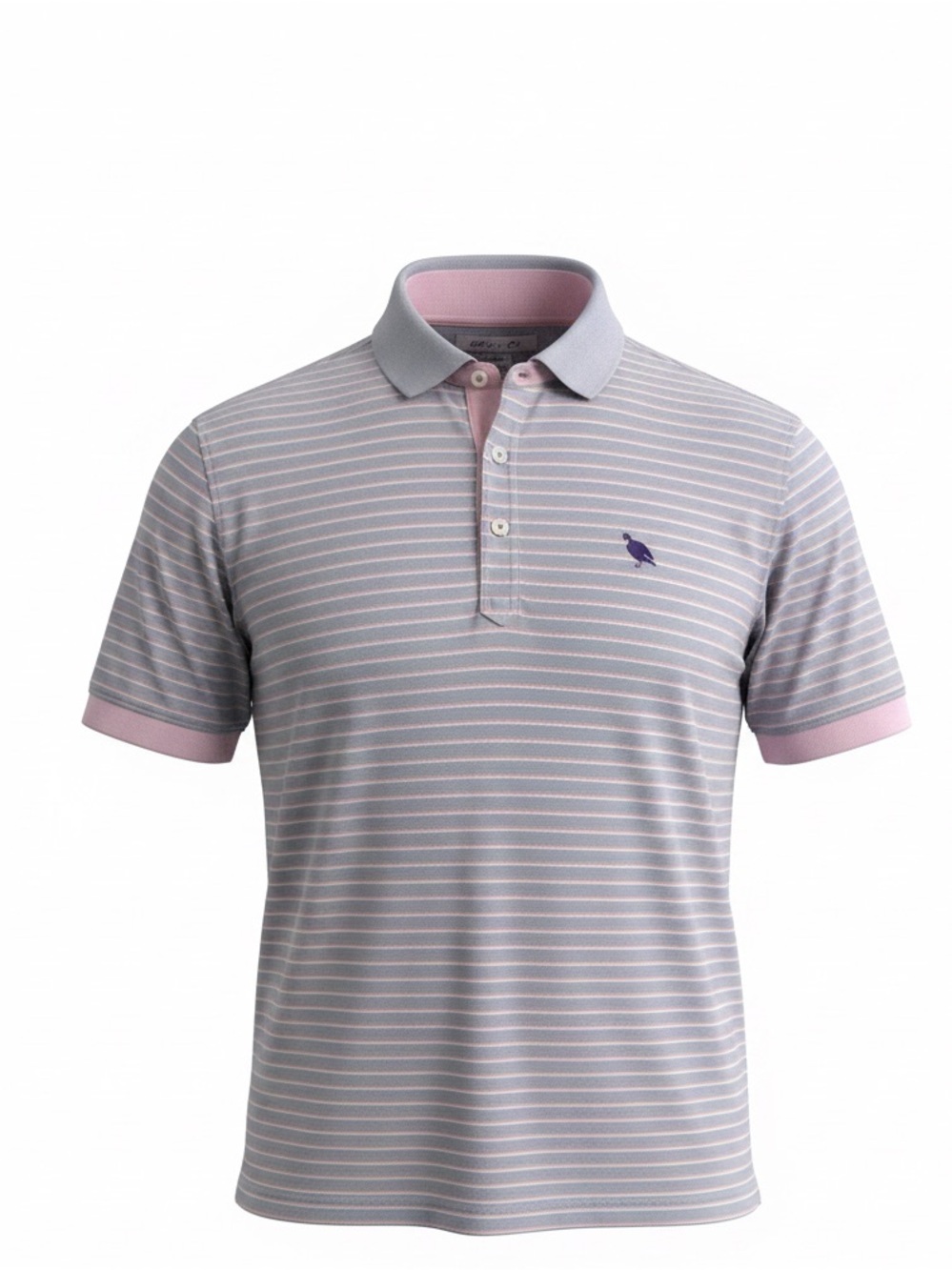 Johnnie-O Men's Striped Polo Shirt in Lavender and Pink size XL